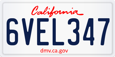 CA license plate 6VEL347