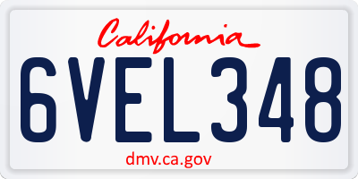 CA license plate 6VEL348