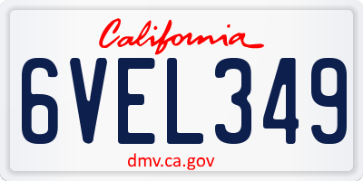 CA license plate 6VEL349