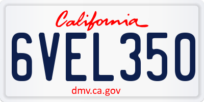 CA license plate 6VEL350