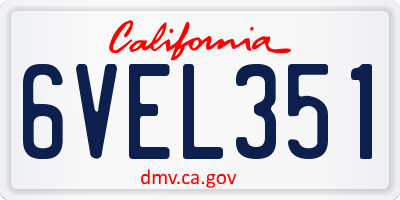 CA license plate 6VEL351