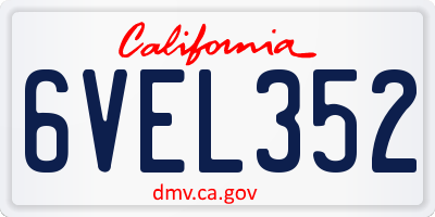 CA license plate 6VEL352