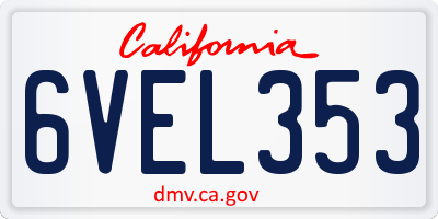 CA license plate 6VEL353