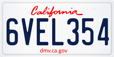 CA license plate 6VEL354