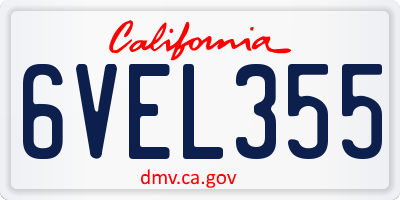 CA license plate 6VEL355