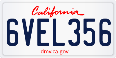 CA license plate 6VEL356