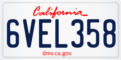 CA license plate 6VEL358