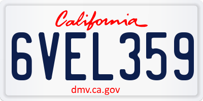 CA license plate 6VEL359