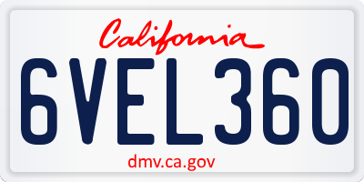 CA license plate 6VEL360