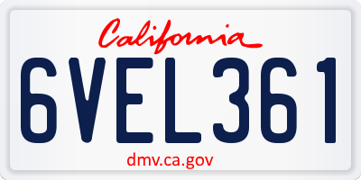 CA license plate 6VEL361