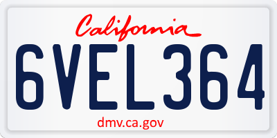 CA license plate 6VEL364