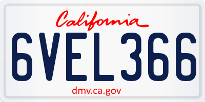 CA license plate 6VEL366