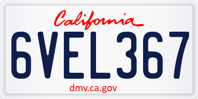 CA license plate 6VEL367