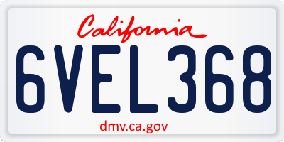 CA license plate 6VEL368