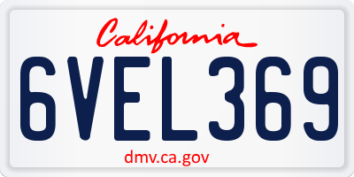 CA license plate 6VEL369