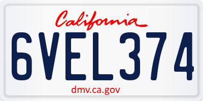 CA license plate 6VEL374