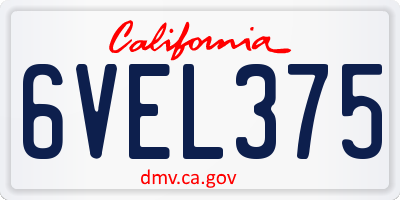 CA license plate 6VEL375