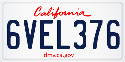 CA license plate 6VEL376