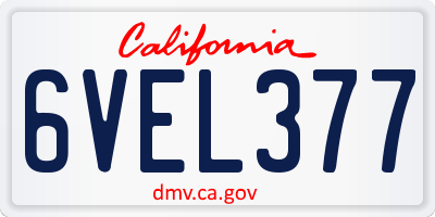 CA license plate 6VEL377