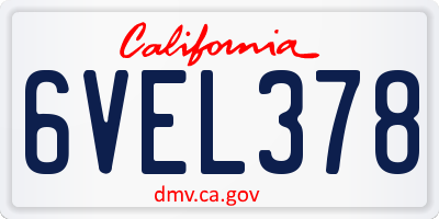 CA license plate 6VEL378
