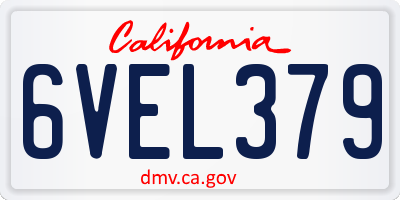 CA license plate 6VEL379