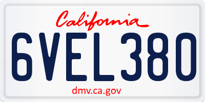 CA license plate 6VEL380