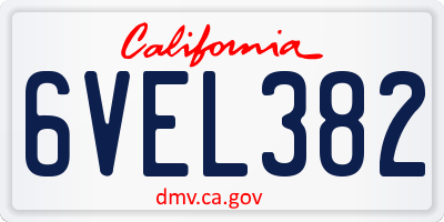 CA license plate 6VEL382