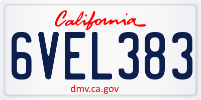 CA license plate 6VEL383