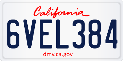 CA license plate 6VEL384
