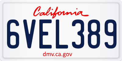 CA license plate 6VEL389