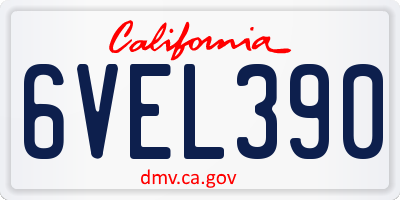 CA license plate 6VEL390