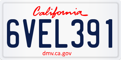 CA license plate 6VEL391