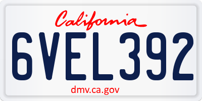CA license plate 6VEL392