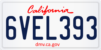 CA license plate 6VEL393
