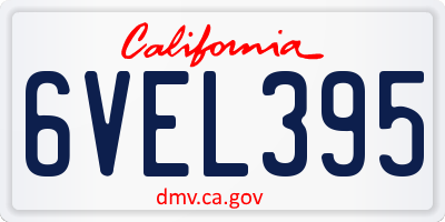 CA license plate 6VEL395