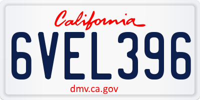 CA license plate 6VEL396