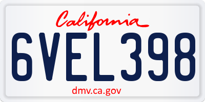 CA license plate 6VEL398