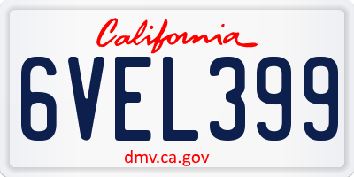 CA license plate 6VEL399