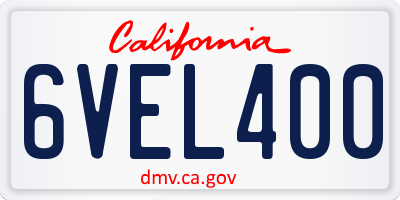 CA license plate 6VEL400