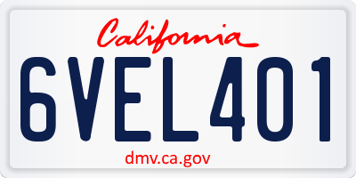 CA license plate 6VEL401