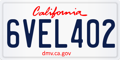 CA license plate 6VEL402