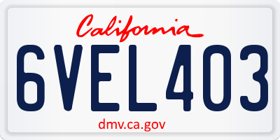 CA license plate 6VEL403