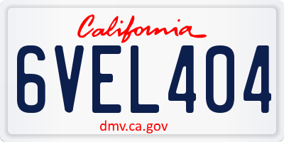 CA license plate 6VEL404