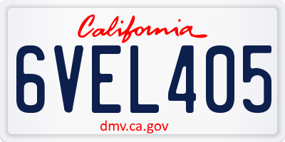CA license plate 6VEL405