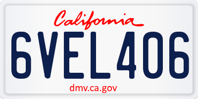 CA license plate 6VEL406