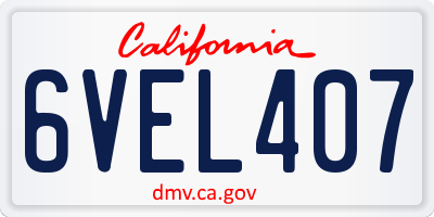 CA license plate 6VEL407