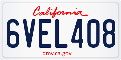 CA license plate 6VEL408
