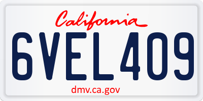 CA license plate 6VEL409