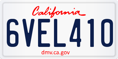 CA license plate 6VEL410