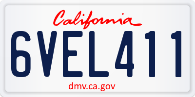 CA license plate 6VEL411